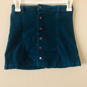 velvet blue skirt with buttons